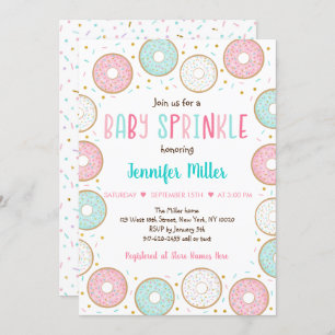 Pink Gold Pastel Donut Baby Sprinkle Einladung