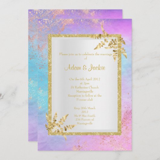 PINK GOLD Pastel Marble ELEGANT CLASSY WEDD Einladung (Vorne/Hinten)