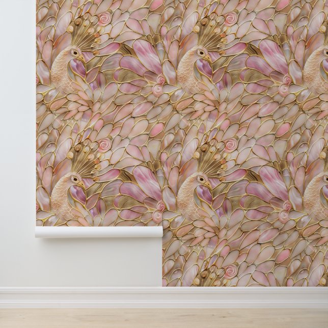 Pink Gold Peacock Tapete (Anwendung)