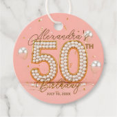 Pink Gold Pearl Luxury Glamorous 50th Birthday Geschenkanhänger (Vorderseite)