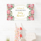 Pink Gold Peonies Baby Dusche Banner (Insitu)