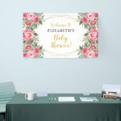 Pink Gold Peonies Baby Dusche Banner (Messeveranstaltung)
