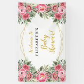 Pink Gold Peonies Baby Dusche Banner (Vertikal)
