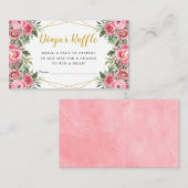 Pink Gold Peonies Baby Duwer Windel Raffel Begleitkarte (Vorne/Hinten)