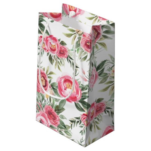 Pink Gold Peonies Brautparty Kleine Geschenktüte (Rückseite Schrägansicht)