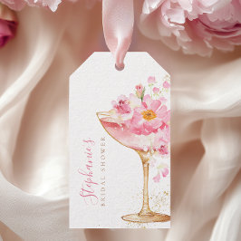 Pink Gold Petals Prosecco Brautparty Tag Geschenkanhänger