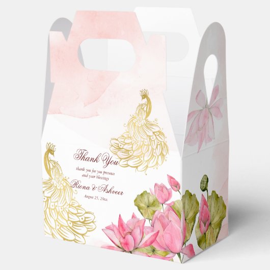 Pink gold Pfau lotus Indische Hochzeit danke Geschenkschachtel (Geöffnet)