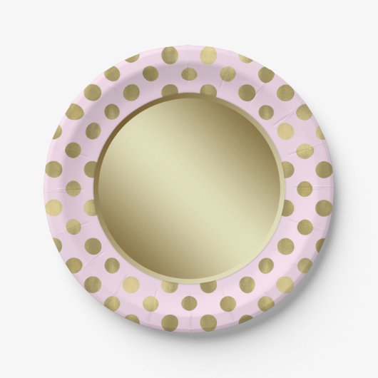 Pink Gold Polka Dot Geburtstagsparty Pappteller (Vorderseite)