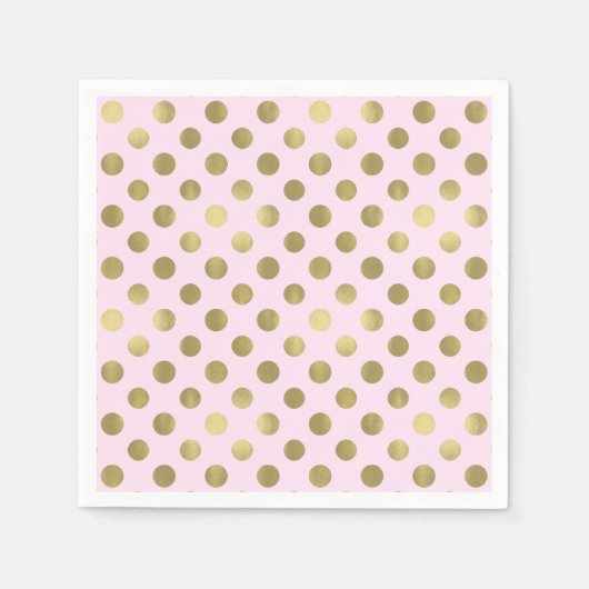 Pink Gold Polka Dot Geburtstagsparty Serviette (Vorderseite)