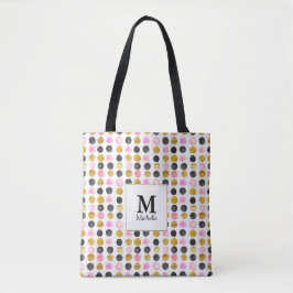 Pink & Gold Polka Dot Monogram Totbeutel Tasche