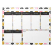 Pink & Gold Polka Dot Paint Weekly Muster Notepad Notizblock (Vorderseite)