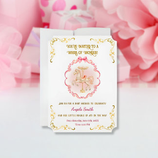 Pink & Gold Pony Dreams-Baby Dusche Einladung