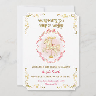 Pink & Gold Pony Dreams-Baby Dusche Einladung