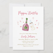 Pink Gold Poppin Flaschen Champagner Baby Dusche Einladung (Vorderseite)