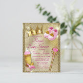 Pink Gold Princess Baby Dusche Einladung Postkarte (Stehend Vorderseite)