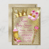 Pink Gold Princess Baby Dusche Einladung Postkarte (Vorne/Hinten)