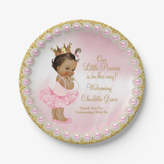 Pink Gold Princess Baby Duschpapier Teller
