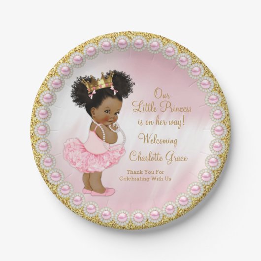 Pink Gold Princess Baby Duschpapier Teller (Vorderseite)