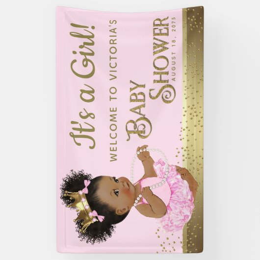 Pink Gold Princess Baby Showbanner Banner (Vertikal)