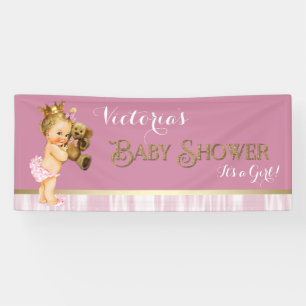Pink Gold Princess Baby Shower Banner
