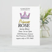 Pink & Gold princess birthday invitation Einladung (Stehend Vorderseite)