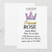 Pink & Gold princess birthday invitation Einladung (Vorne/Hinten)