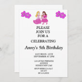 Pink & Gold princess birthday invitation Einladung (Vorne/Hinten)