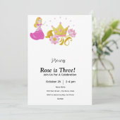 Pink & Gold princess birthday invitation Einladung (Stehend Vorderseite)