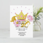Pink & Gold princess birthday invitation. Einladung (Stehend Vorderseite)
