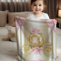 Pink Gold Princess Carriage Baby Blanket
