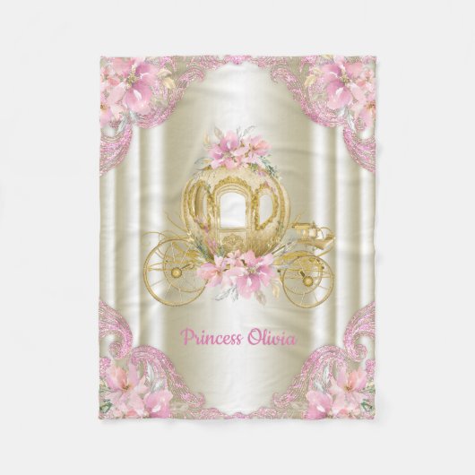 Pink Gold Princess Carriage Baby Blanket Fleecedecke (Vorderseite)