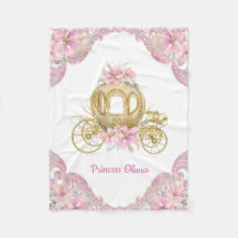 Pink Gold Princess Carriage Baby Blanket