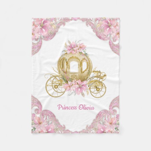 Pink Gold Princess Carriage Baby Blanket Fleecedecke (Vorderseite)