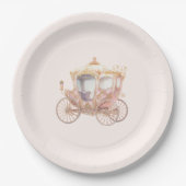 Pink Gold Princess Carriage Fairytale Birthday Pappteller (Vorderseite)