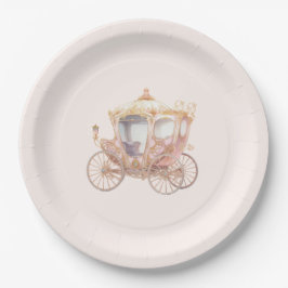 Pink Gold Princess Carriage Fairytale Birthday Pappteller