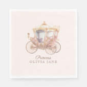 Pink Gold Princess Carriage Mairytale Geburtstag Serviette (Vorderseite)