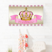 Pink Gold Princess Crown Baby Dusche Banner (Insitu)