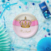 Pink Gold Princess Crown Baby Dusche Pappteller (Party)