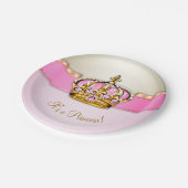 Pink Gold Princess Crown Baby Dusche Pappteller (Schrägansicht)