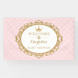 Pink Gold Princess Crown Baby Dusche Willkommen Banner