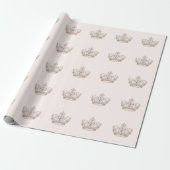 Pink Gold Princess Crown Fairytale Birthday Geschenkpapier (Ungerollt)