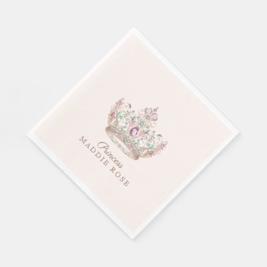 Pink Gold Princess Crown Fairytale Birthday Serviette (Ecke)