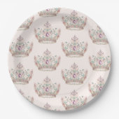 Pink Gold Princess Crown Fairytale Geburtstag Pappteller (Vorderseite)