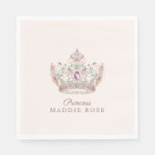 Pink Gold Princess Crown Fairytale Geburtstag Serviette (Vorderseite)