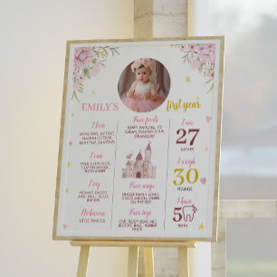 Pink Gold Princess Crown Geburtstags-Meilenstein-Z Poster