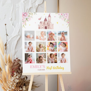 Pink Gold Princess Crown Geburtstags-Meilenstein-Z Poster