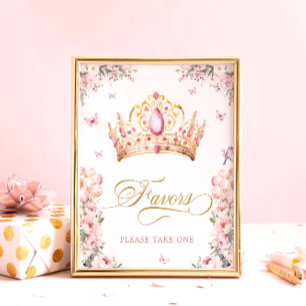 Pink Gold Princess Crown Lieblings Baby Shower Pos Poster