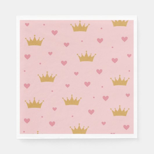 Pink & Gold Princess Pattern Napkin Serviette (Vorderseite)