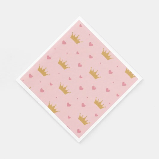 Pink & Gold Princess Pattern Napkin Serviette (Ecke)