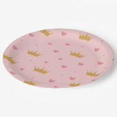 Pink & Gold Princess Pattern Paper Plate Pappteller (Schrägansicht)
